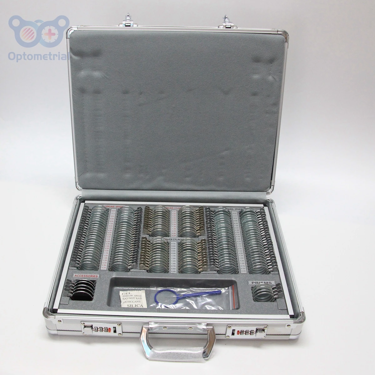 Optometric Trial Lens Set MT158-A1 A1 158 pcs Rim Full Aperture 36mm Shiny Metal Rim Trial Lens Set MT158-A1