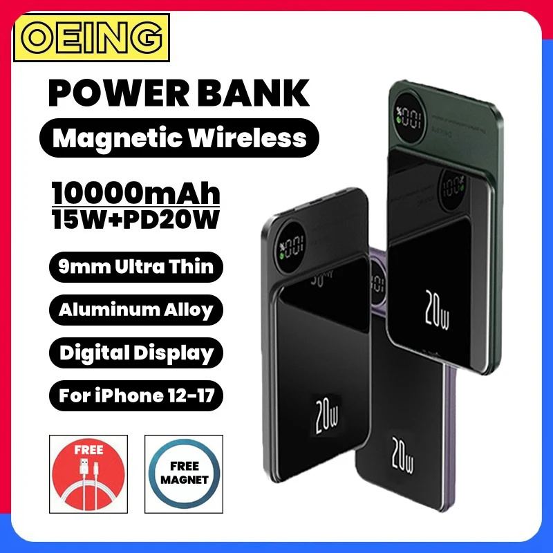 

Ultra Thin Powerbank For Apple Magsafe Power Bank Magnetic Wireless Fast Charging Portable Battery Pack For iPhone Xiaomi Huawei