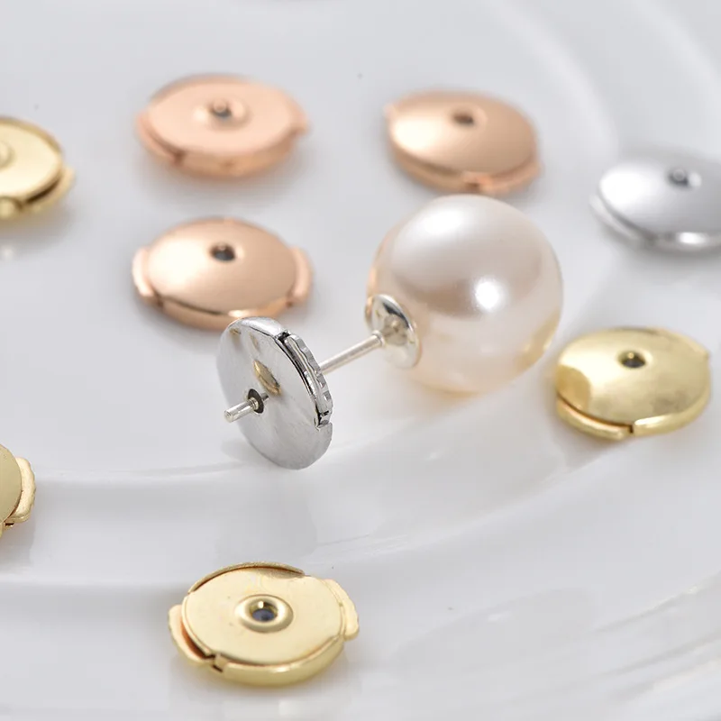 4/8pcs 18K Gold Plated Safety Locking Earring Backs Stoppers Replacements For DIY Ear Stud Jewelry Making Supplies Accessories