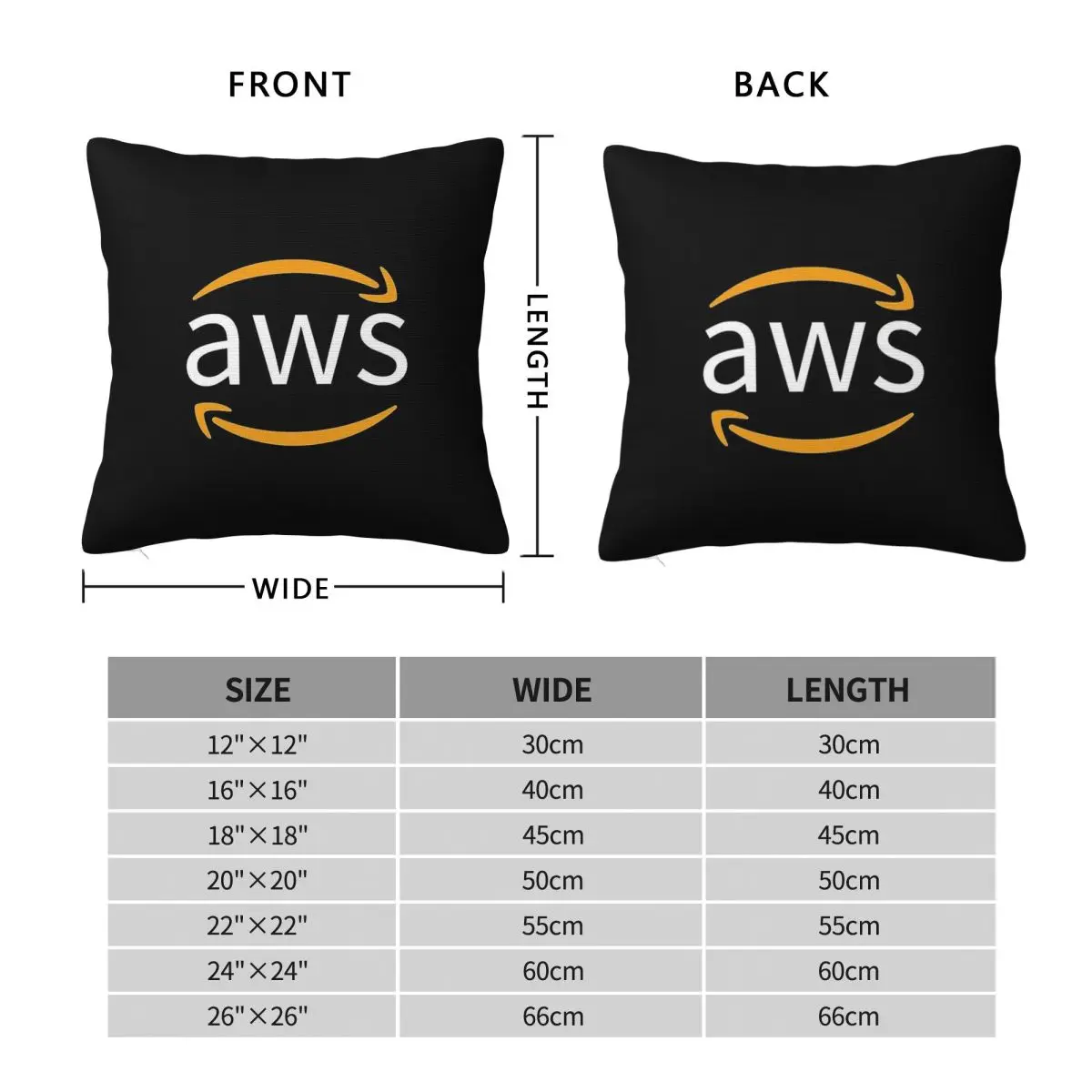 Aws Developer Logo Square Pillowcase Polyester Linen Velvet Creative Zip Decorative Home Cushion Cover