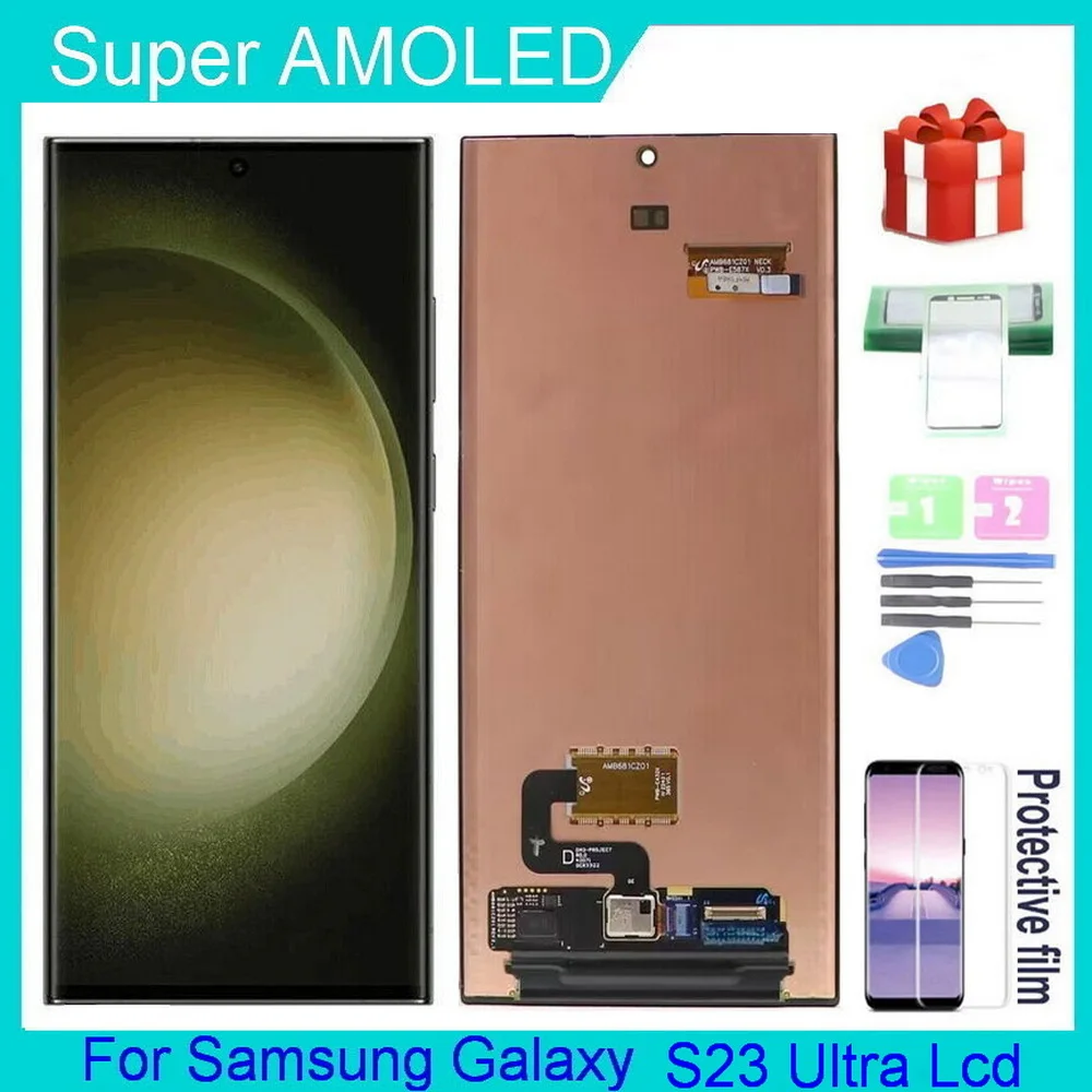 100% prueba para Samsung Galaxy S23 Ultra 5G Lcd S918B S918B/DS pantalla táctil digitalizador reemplazo con pantalla de defectos