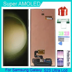 Touch Screen Digitizer Substituição Para Samsung Galaxy, 100% Teste, S23 Ultra 5G, Display LCD, S918B, S918B, DS, Moldura