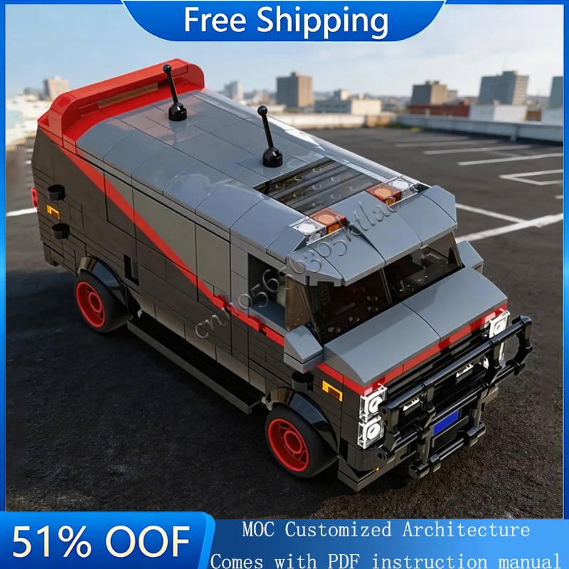 

Конструктор MOC City Transportation: Модель фургона для команды, 494 детали, креативная сборка, DIY, для детей, рождественский подарок