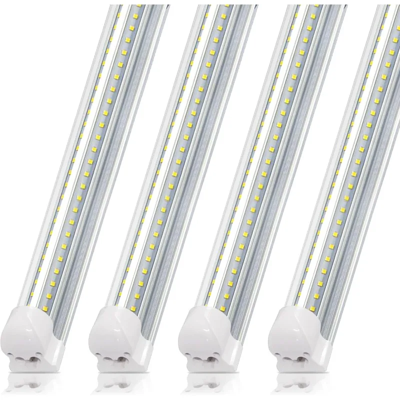 25 Pack 8FT LED Shop Lights,T8 LED Bulbs Daylight White,72W 7200LM 6500K,High Output Clear Cover,Integrated,8 LED Light Linkable