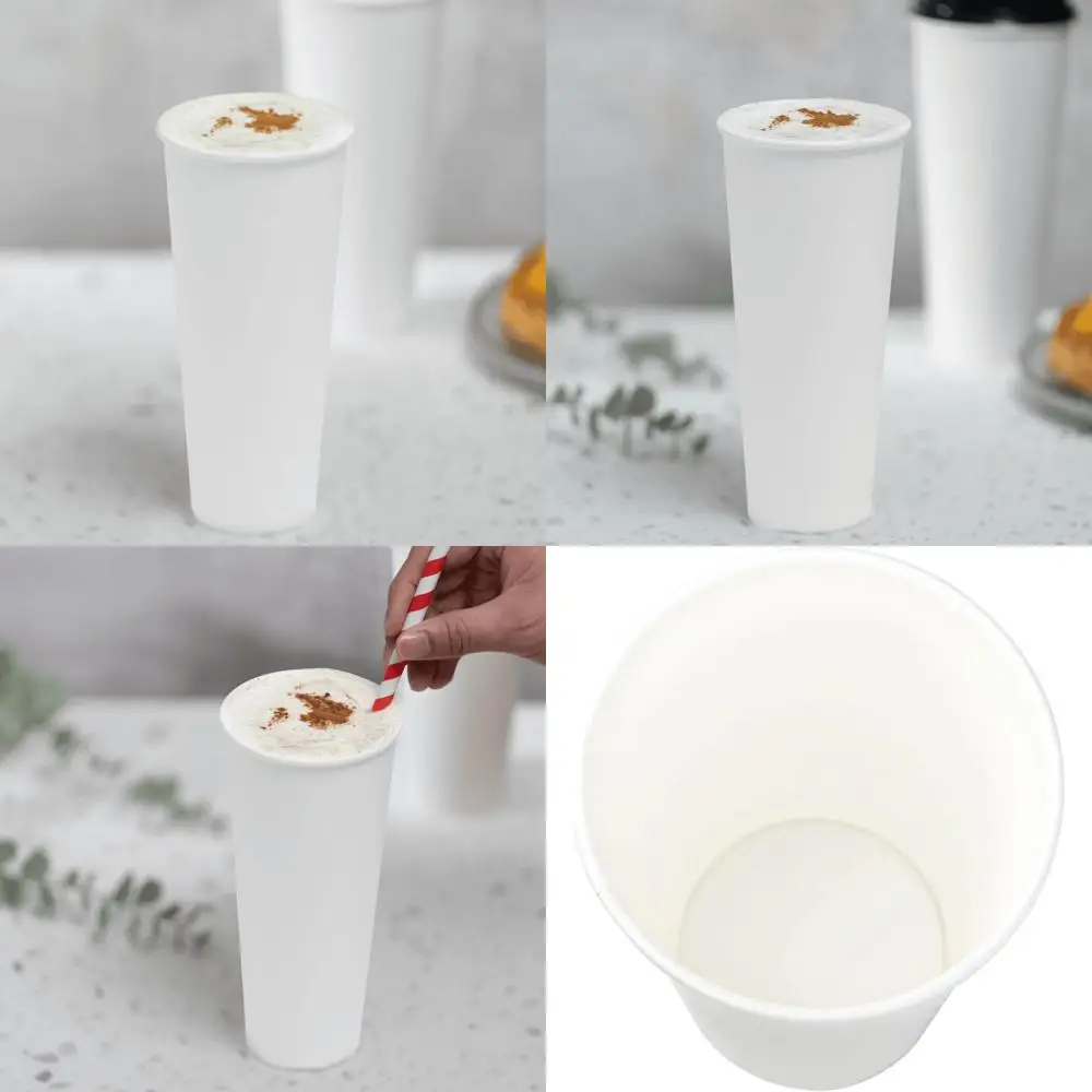 

Disposable 24 oz White Paper Coffee Cups for Hot and Cold Beverages, 500 Count, 90mm Diameter, Ideal for Drinks and Beverages