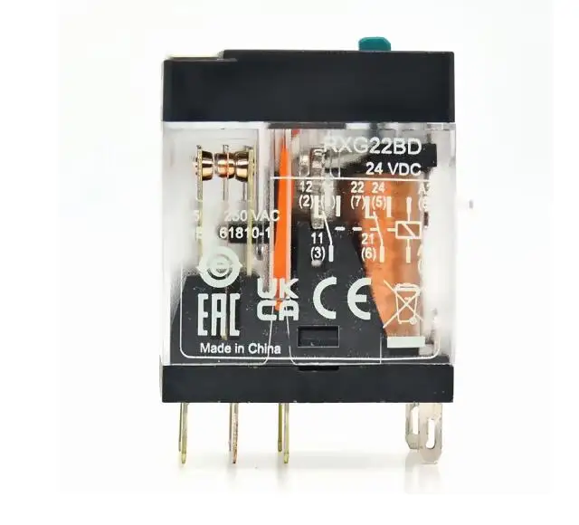 Original RXG22BD+base thin plate small relay bipolar electromagnetic DC24V 5A 8-pin two open and two close RXG23BD