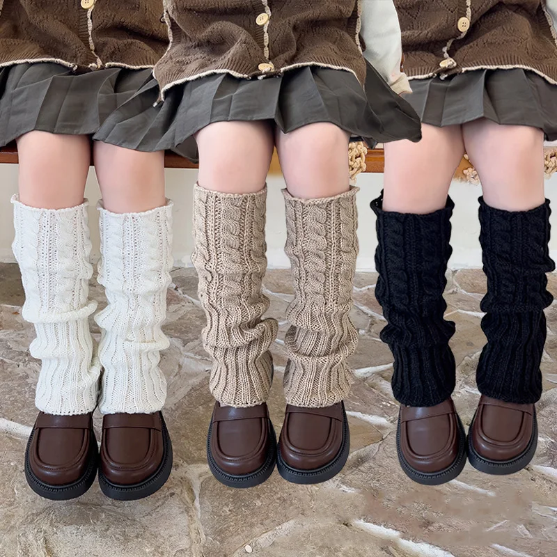 Herbst Winter Kinder Beinlinge Lolitas Twist Gestrickte Socken Baby Mädchen Warme Fuß Abdeckung Nette Süße Wachen Socken Lange Strümpfe