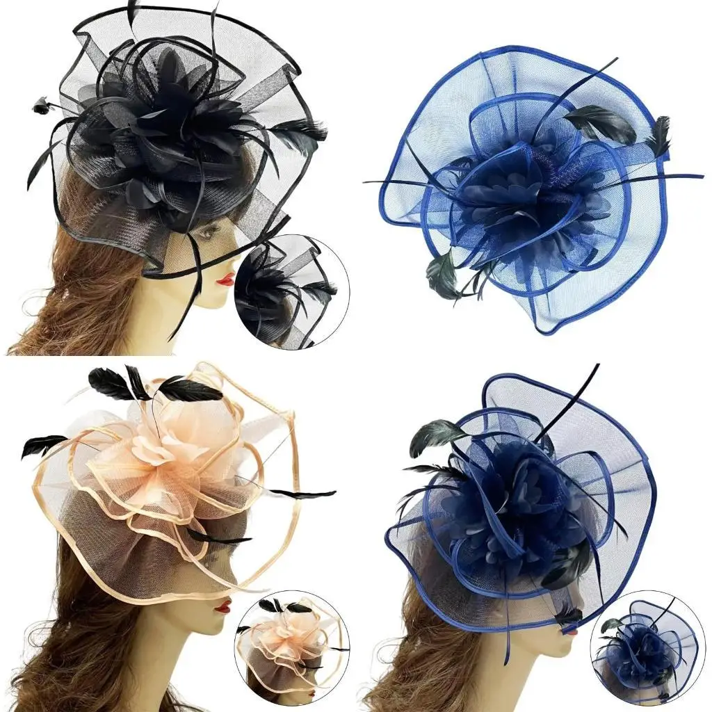 

A52E Medieval Hairpin Flower&Yarn Fascinators Hair Clip Proms Hair Clip for Bride