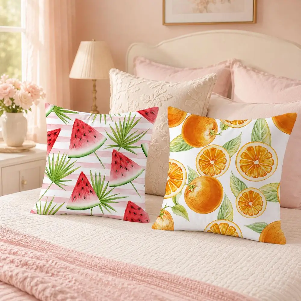 Watercolor Fruit Seamless Pattern Cushion Cover Custom Plush Pillow Cover Soft Cloud Comfort for Sofa Bed Couch