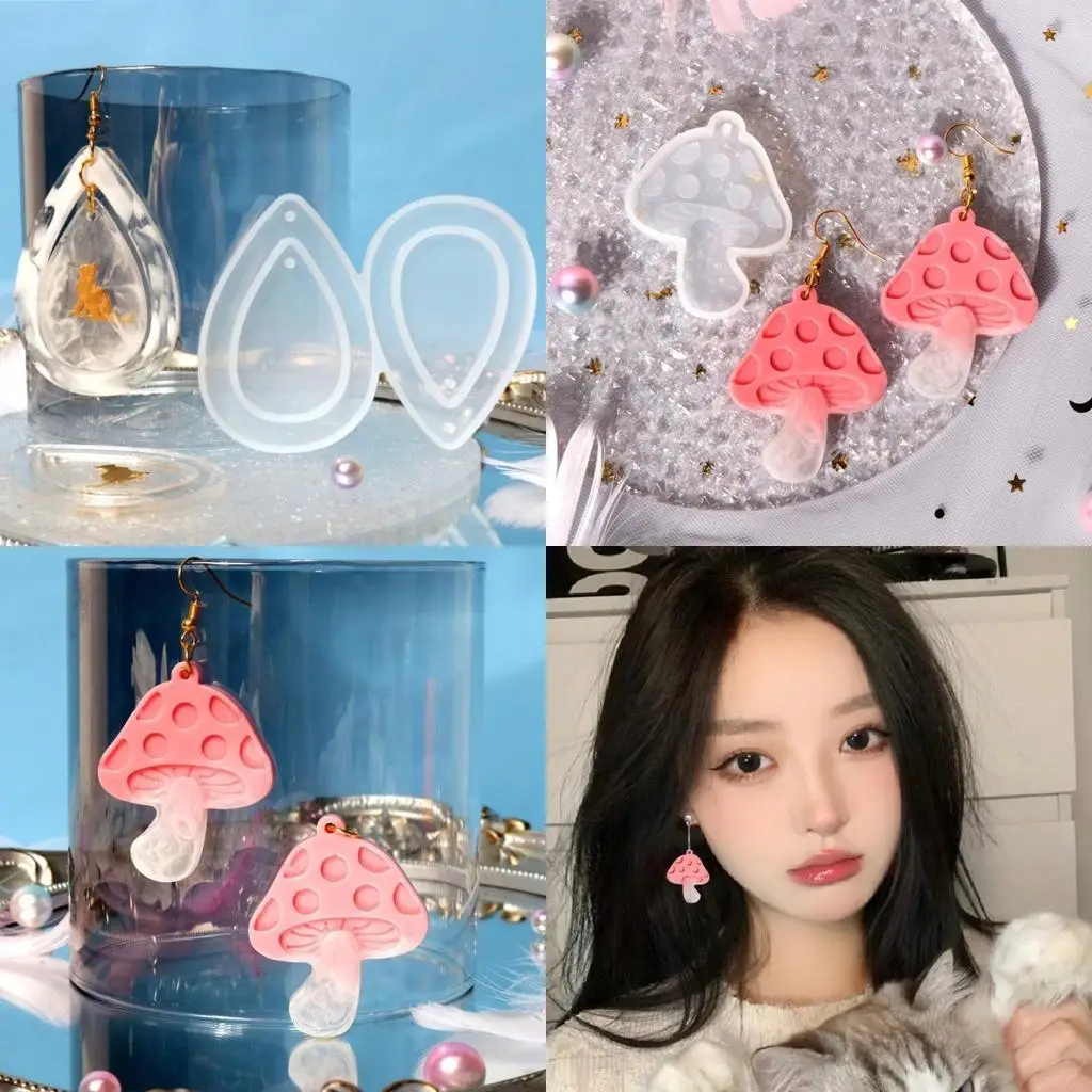 

J78F Mushroom Earring Pendant Silicone Mold Jewelry Keychain Making Molds