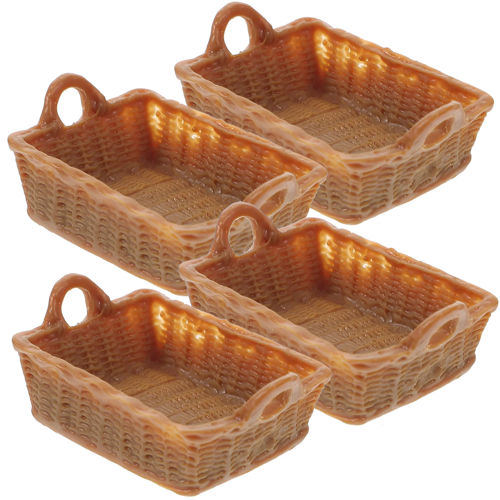 

4 Pcs Simulated Mini Basket Miniature Model House Ornament Furniture Decorate Life Scene Resin Desktop