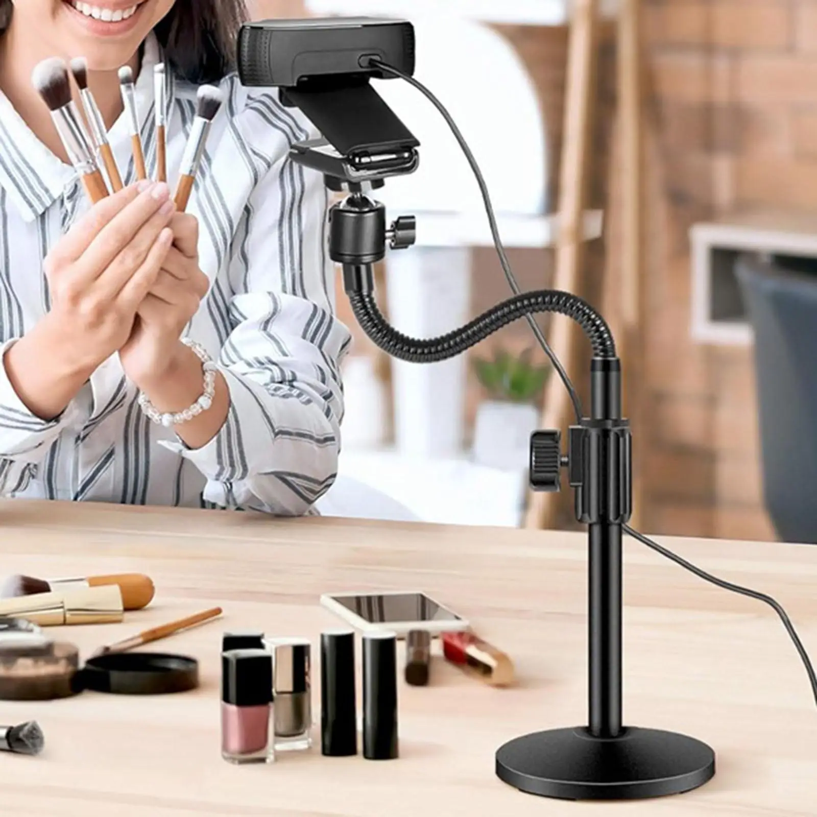 Web Camera Support Stand Flexible Mic Holder Clamp Adjustable Knob Universal Portable for Conferencing Online Teaching Live