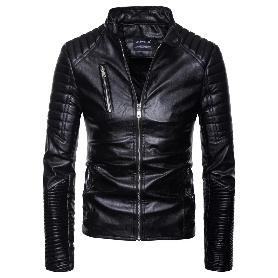 

2023 Spring and Autumn New Fashion Punk Men's Motorcycle Multi Zipper Leather Coat Motorcycle Leather Coat Jacket