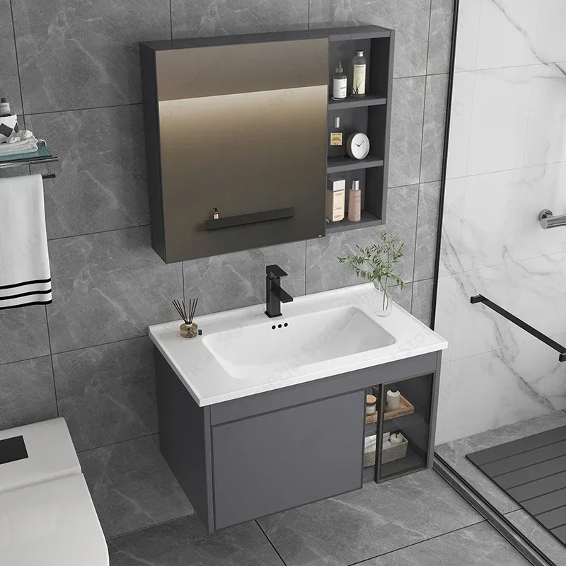 

Multifunctional Fashion Bathroom Vanity Cabinet Mirror Aluminum Modern Mainly Simple Style with Artistic Ceramic Sink Furniture