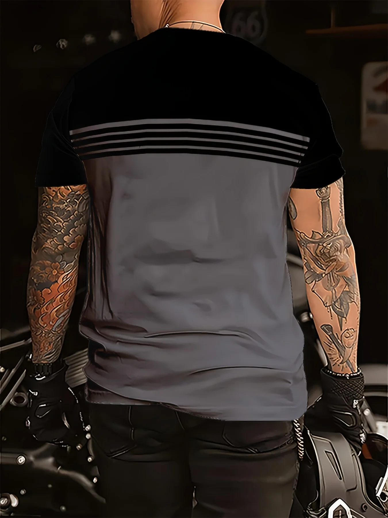The 2025 summer new men's T-shirt features a casual, fashionable comfortable soft and breathable 3D striped pattern print image 4