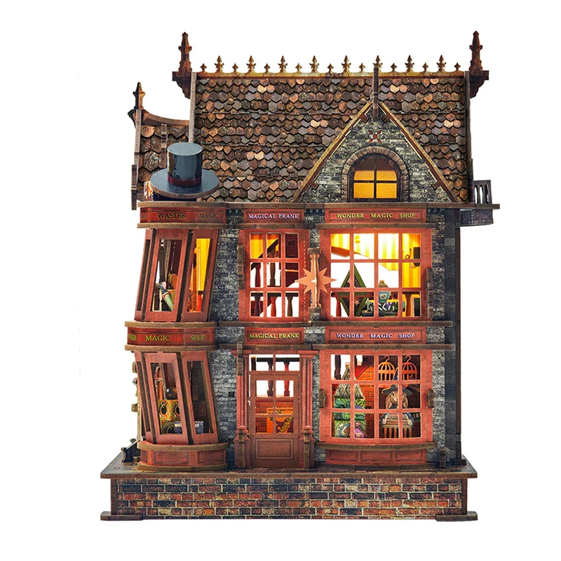 DIY Wooden Magic Wonder House Cottage Figurines Miniatures Kits with Furniture for Friends Birthday Gifts Home Decor Crafts
