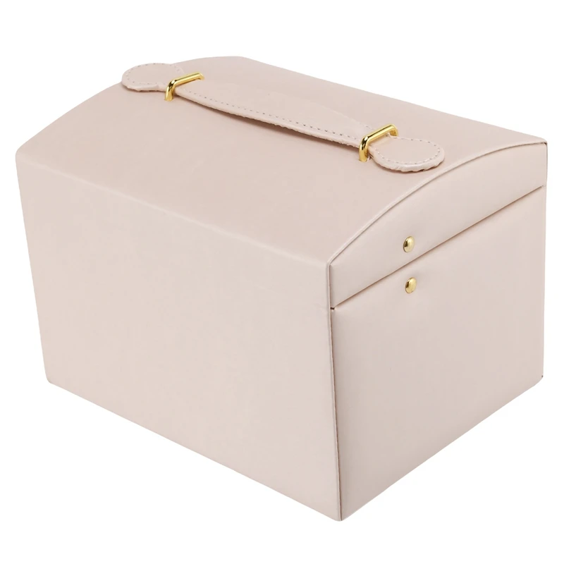 Women's Jewelry Box,3 Layer Medium Sized Jewelry Storage Box With Lock Portable Travel Jewelry Case For Bracelets Rings