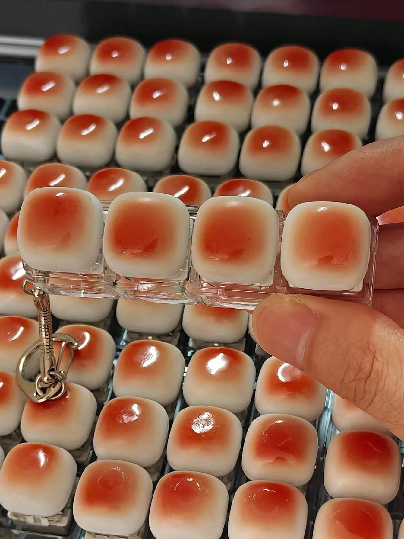 Caramel Bread Design Fidget Keychain Keys Button Keycap Finger Keyboard Cap DIY Keyboard Relief Stress Pinch Toy Adult image 2