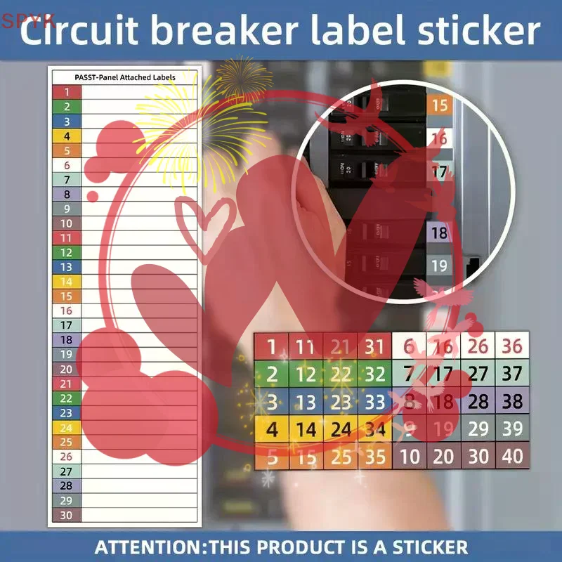 Sticker Set With Circuit Breaker Labels - Handwritten Stickers For Electrical Panels, Boxes, And Shielding Covers