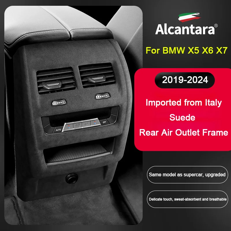 

For BMW X5 X6 X7 Alcantara Covering Accessory，G05 G06 F96 G07 2019-2024 Rear Air Conditioning Vent Outlet Decorative Panel Frame