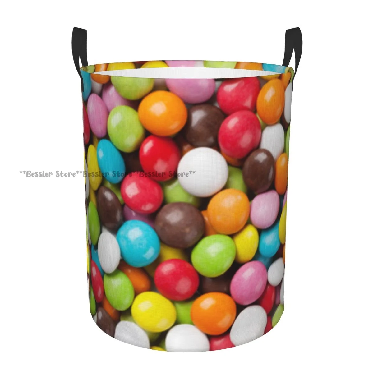 Dirty Laundry Basket Colorful Candies Macro Texture Folding Clothing Storage Bucket Home Waterproof Organizer