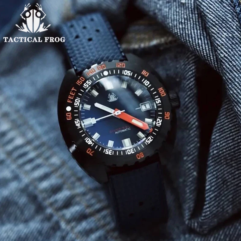 Tactical Frog Sub 300T V2 Diver Watch Man New Arrival Scratch-Resistant Sapphire Crystal 200M Waterproof PVD Black Case Men\'s