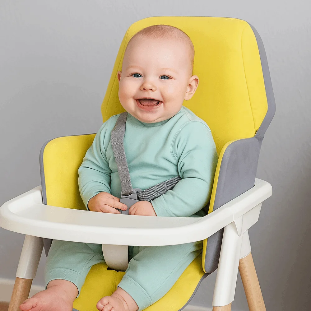 

Soft Baby Dining Chair Seat Cover Comfortable Breathable Infant High Chair Cushion Polka Dots Yellow Breathable Pad Liner