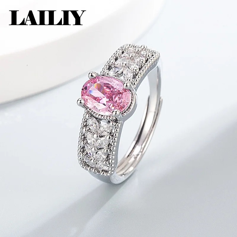 LAILIY925 Sterling Silver Birthday Gift Party Wheat Ear Gemstone Adjustable Ring For Girl Lady Women Fashion Jewelry Accessories