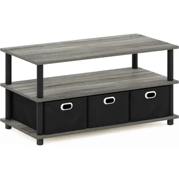 Image Tea table, 31.22D x 15.5W x 15.8H inches, oak gray/black/