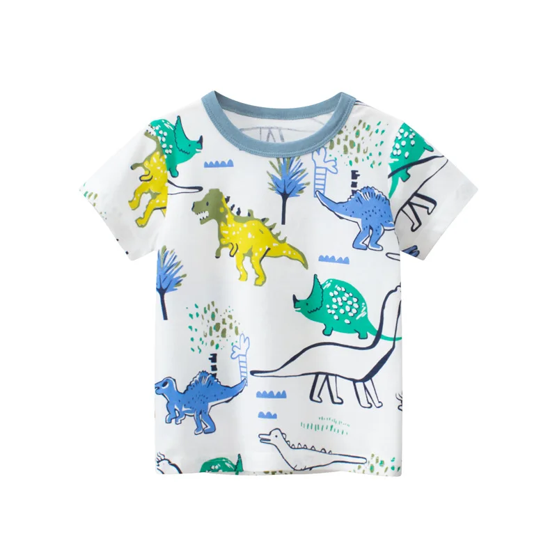 2024 Summer New Cartoon Dinosaur Boys Sets Thin Children's Clothing Short Sleeve T-Shirts + Sports Shorts Beach Kids Wear 2PCS