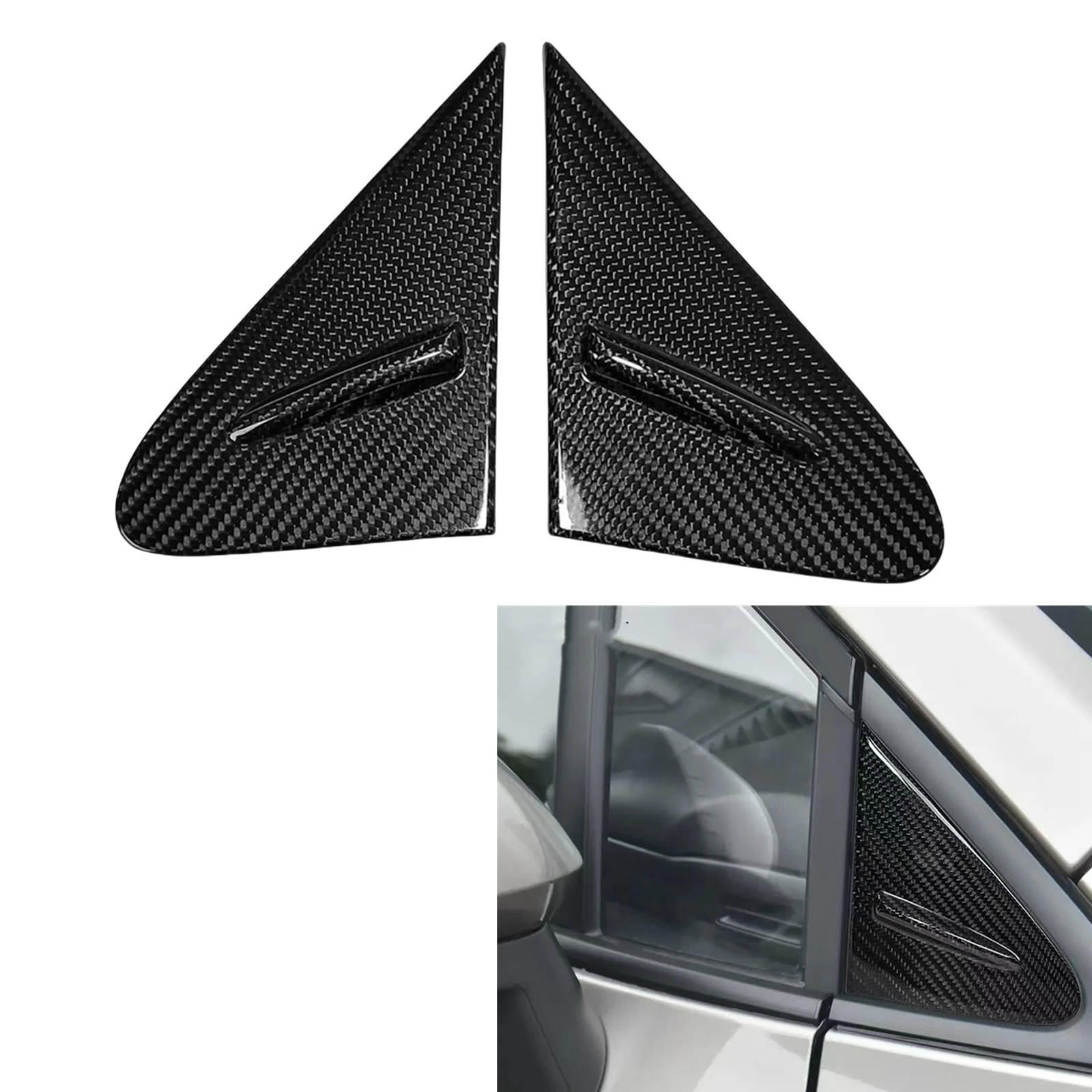 2PCS Carbon Fiber Rear Side Vent Window Triangular Louver Cover Scoop For Toyota Corolla GR Hatchback 2023 2024 2025