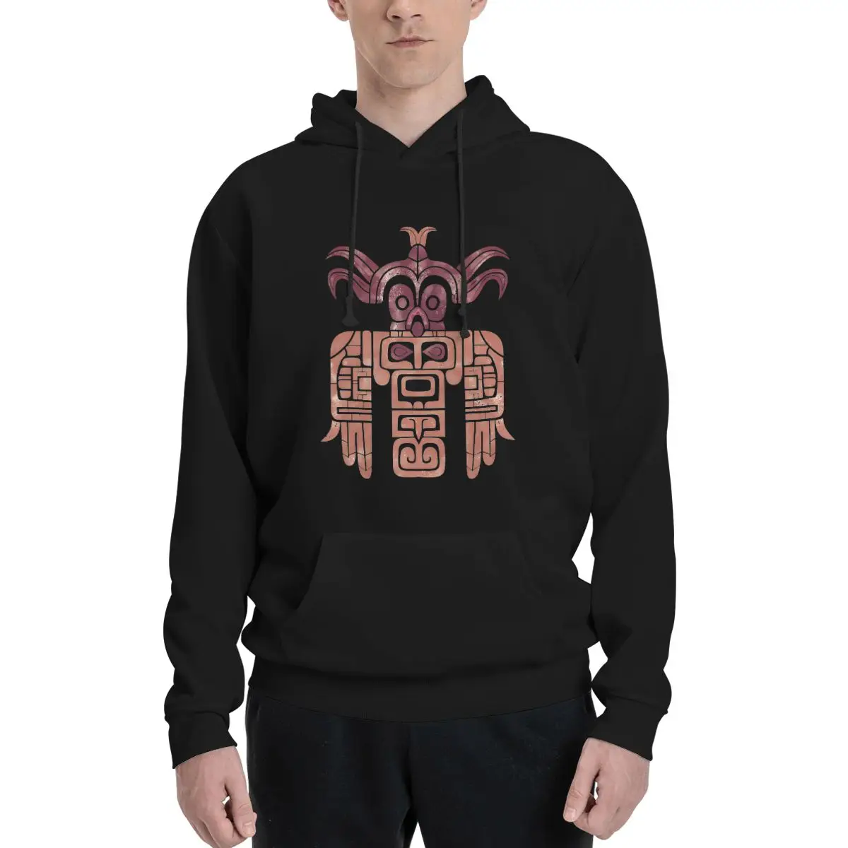 Men Quimbaya Civilization Tribal Totem Symbol Hoodie Hooded Collar Drawstring Hoodies Pullover Sweatshirts Long Sleeve Shirts