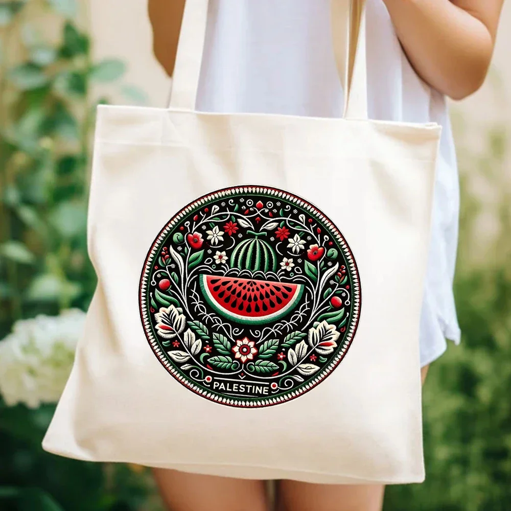 Love and Fair Not A Watermelon Print Tote Bags Shopping Bag Large Capacity CanvasWomen Elegant Bags College Ladies Shoulder Bag