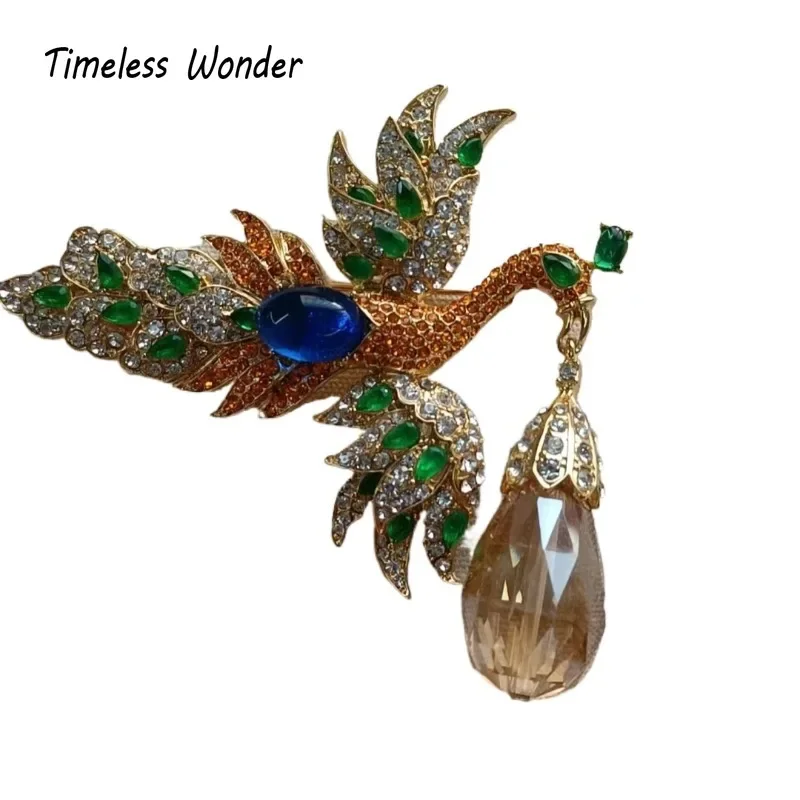 Timeless Wonder Fancy Zircon Phoenix Brooch Pins for Women Designer Jewelry Runway Rare Luxury Cute Gift Top Sweet 1344