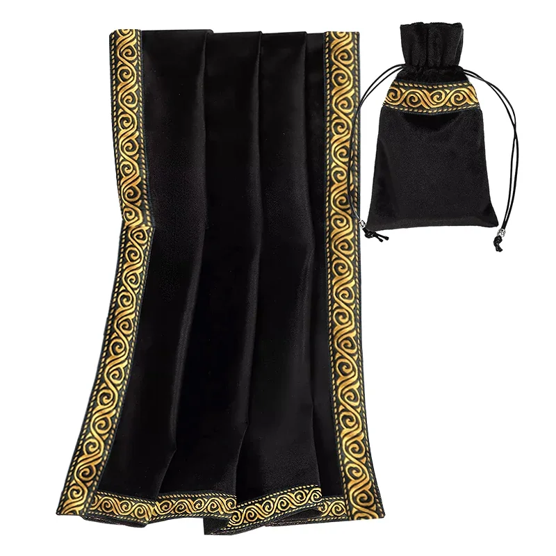 New 2PCS/Lot Velvet Tarot Tablecloth with Bags Flocking Fabric Beautiful Stone Tarot Board Game Accessories By Hand