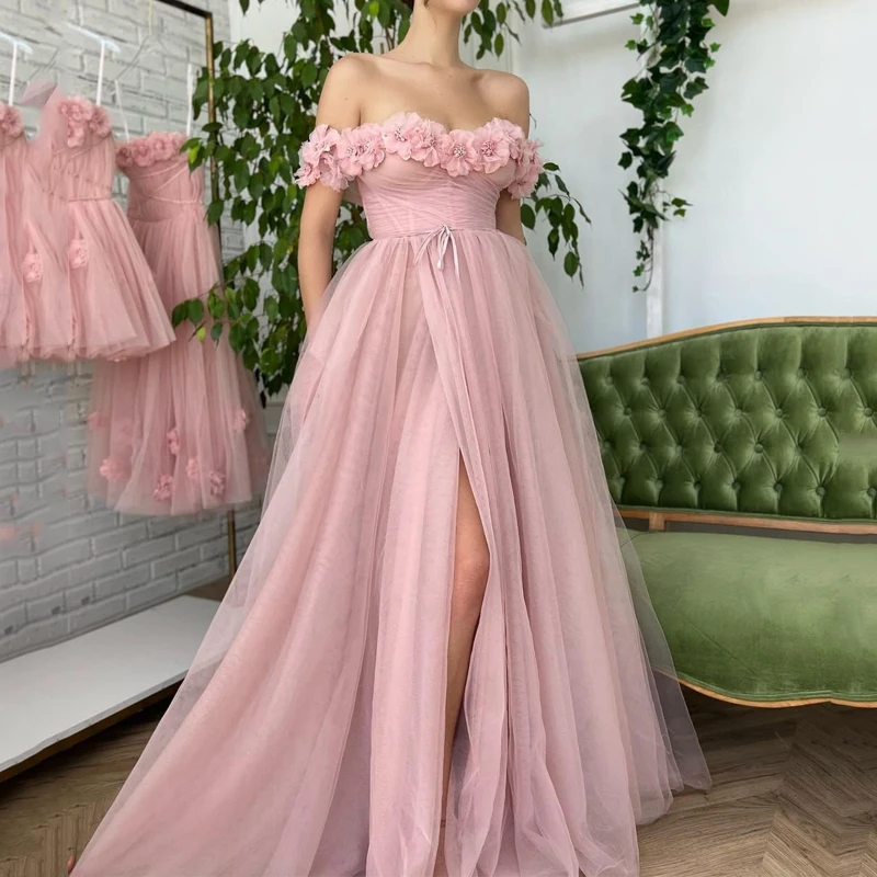 

Thinyfull Formal Princess Prom Dresses Pink Off The Shoulder 2022 Evening Floor Length Cocktail Party Prom Ball Gowns Plus Size