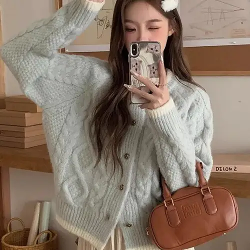 두꺼운 스웨터 여성용 가을 겨울 라운드 넥 니트 짧은 두꺼운 코튼 울 여성용 스웨터 니트웨어 스웨터 Best5 두꺼운 스웨터 여성용 가을 겨울 라운드 넥 니트 짧은 두꺼운 코튼 울 여성용 스웨터 니트웨어 스웨터 Best5