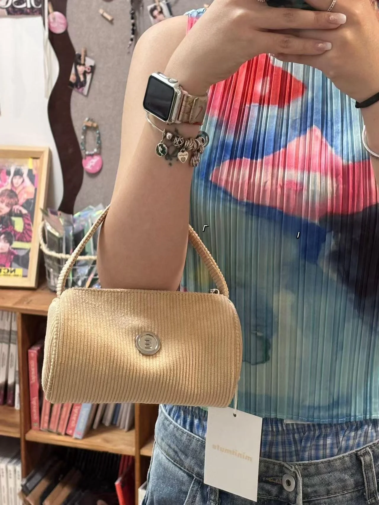 

Corduroy Pen Holder Bag Cosmetic Bag Handbag Small Medium Size Korean Sle Daily Match Universal Women's Bag Autumn New Arrival
