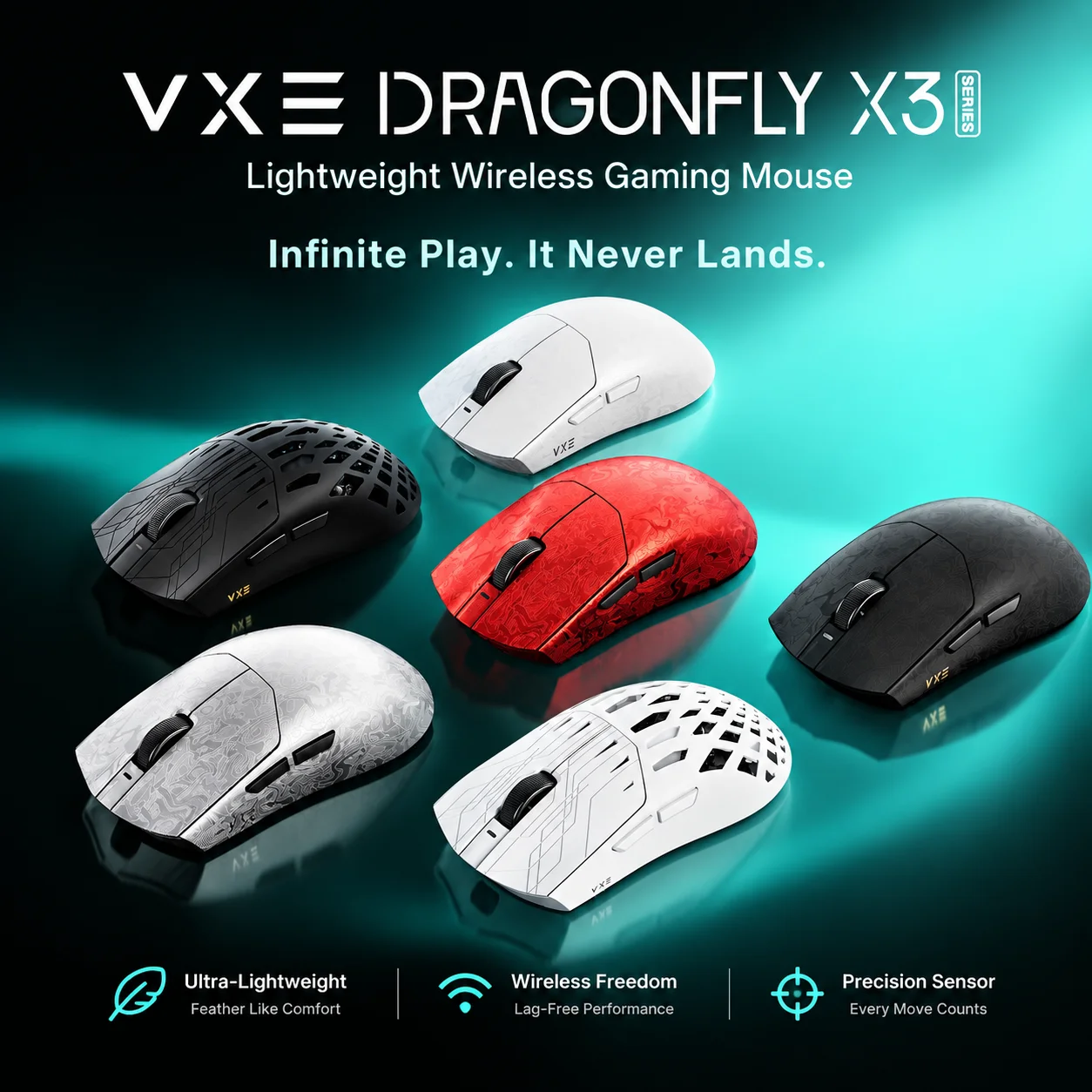 Vxe Dragonfly X3 Series Wireless Gaming Mouse Paw3395se X3 Pro Custom Esports Fps Mouse Rechargeable Lightweight Mice