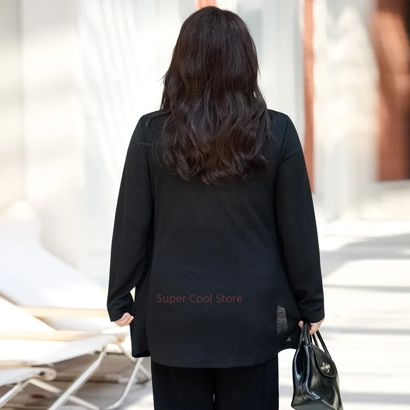 Autumn Women Plus Size Shirt Top 4XL5XL 6XL Loose Fit Fake Two-Piece Fashionable Blouse 7XL 8XL Slimming Long Sleeve Lady Shirts