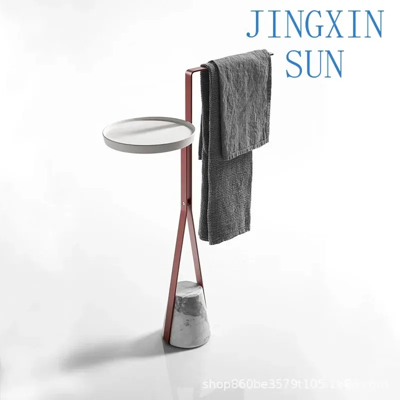 Modern outdoor stainless steel marble towel rack, bathroom non-punching floor rack