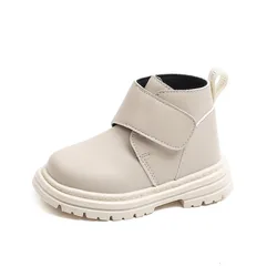 Autumn Children Single Leather Boots Girls Solid Color Fashion Boots Boys Anti-slip Short Boots Baby Soft Autumn Shoes