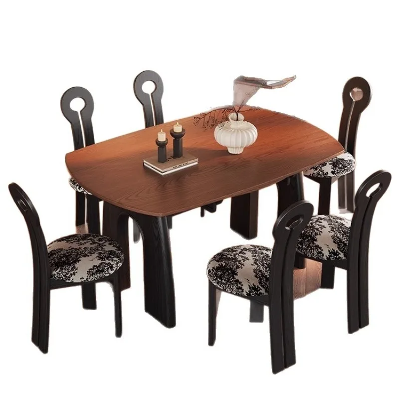Medieval solid wood folding dining table variable round table household small apartment 2025 new retractable American round