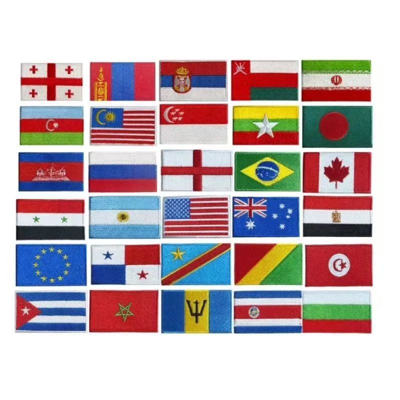 Полностью вышитые маленькие национальные флаги, гладильные нашивки для одежды, 6,3*3,8 см, тканевый баннер, термоклей, цвета, эмблема