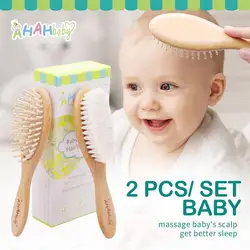 Baby Hair Brush Personalized Logo kids comb set Newborn Hair Brush Infant Head Massager Portable Kids Wood Bath Brush for Baby