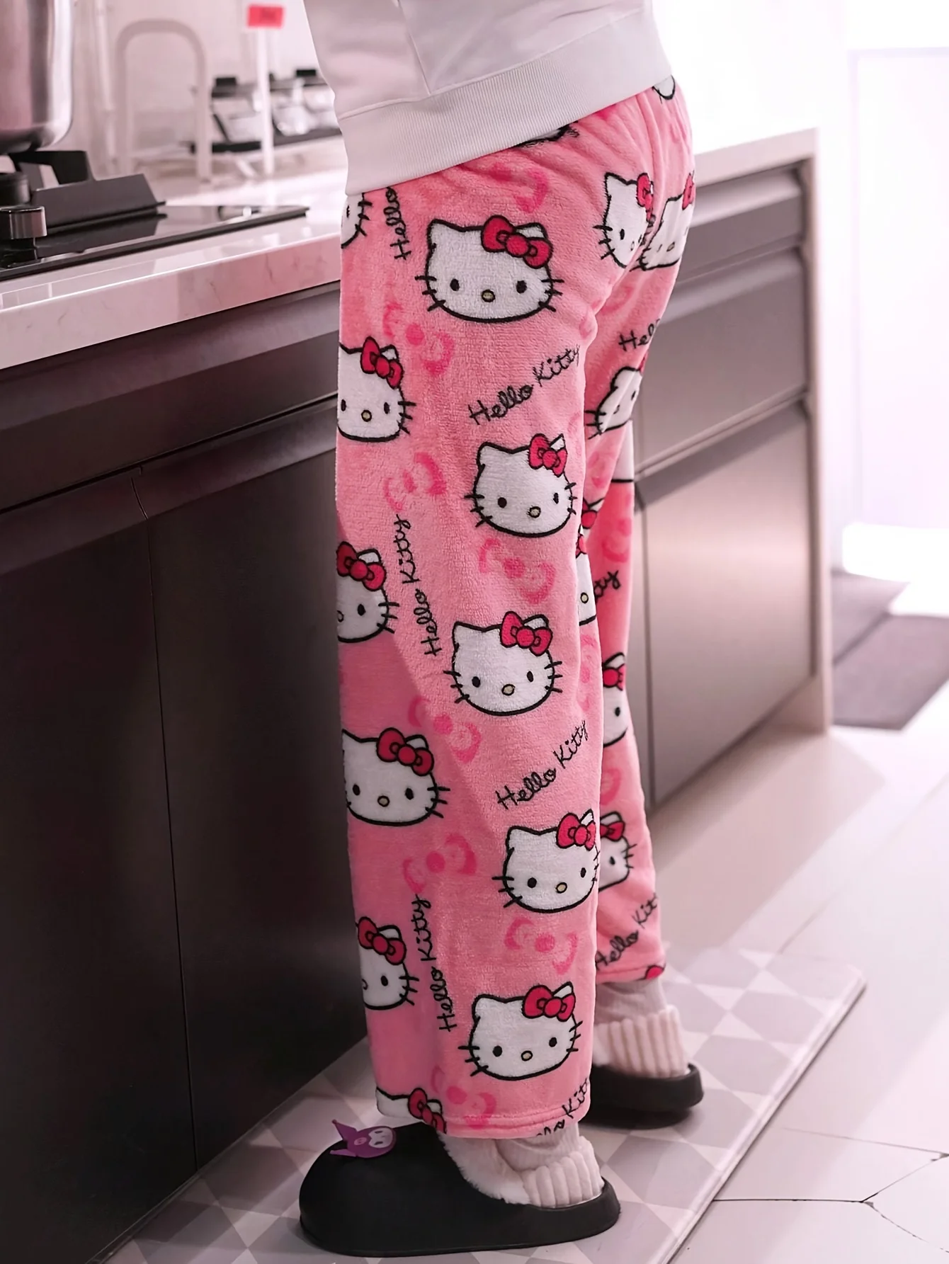 

225/26 Sanrio Hello Kitty Pattern Flannel Pajama Pants Kids/Adults Home Sleep Lounge Pants Women's Y2K oversized casual pants