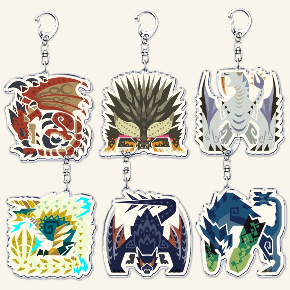 Popular Monster Series Game Keychains for Accessories Bag Rathalos Nargacuga Nergigante Zinogre Keyrings Jewelry Gamer Gifts