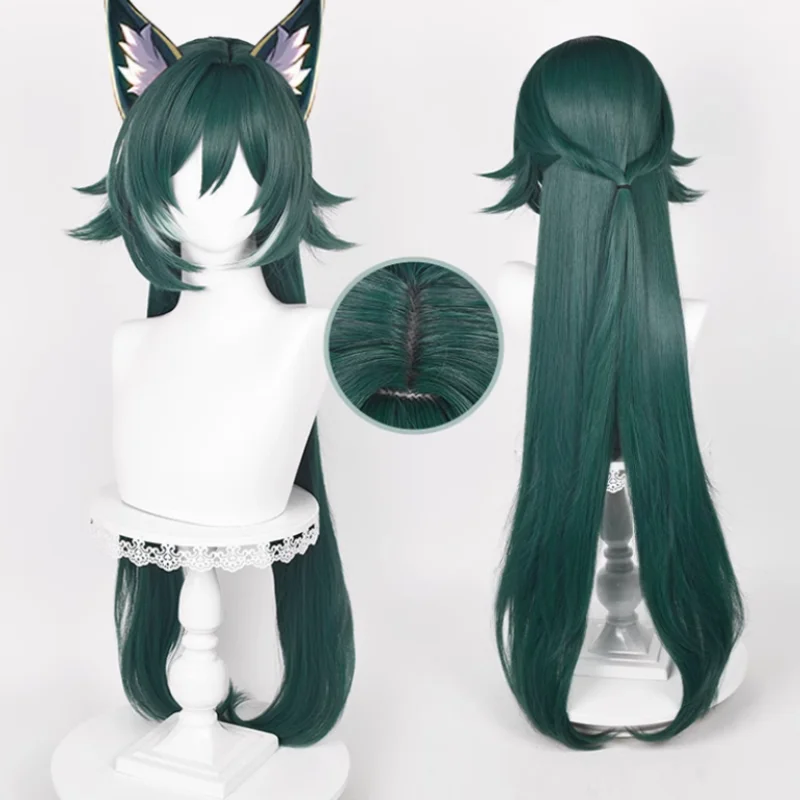 

Game Honkai: Star Rail Yukong Cosplay Wig 96cm Dark Green Long Hair Heat Resistant Synthetic Halloween Party Accessories Props