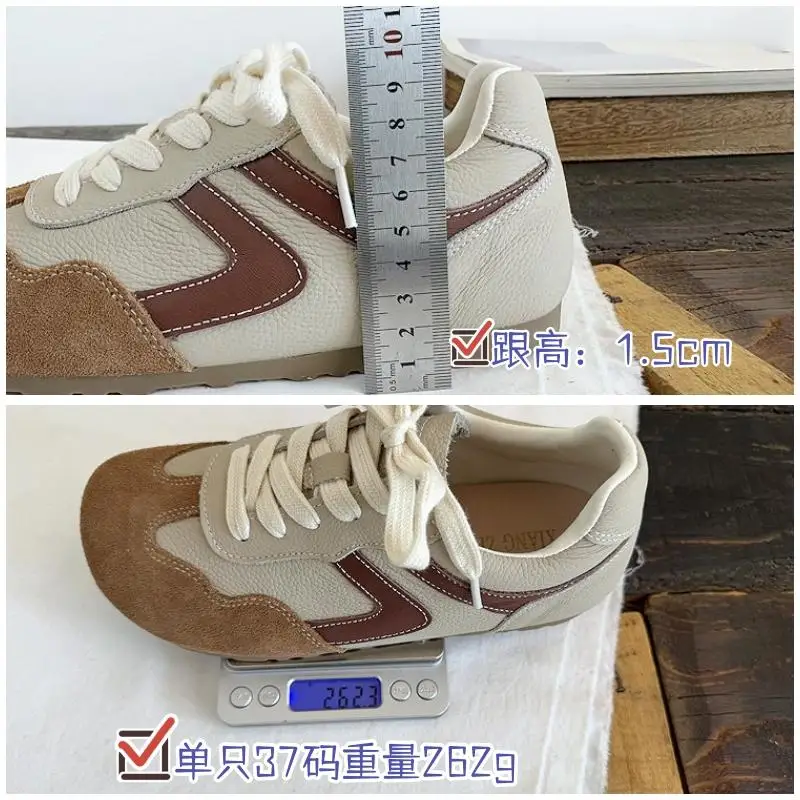 Careaymade-Genuine Leather wider toe women\'s shoes,soft sole comfortable casual single shoes,lace Barefoot small white shoes