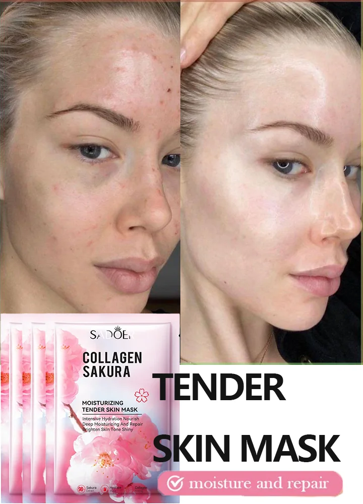 

Sakura Face Mask Facial Skincare Moisturizing Brightening Hydrating Firming Collagen Facial Masks Face Sheet Mask